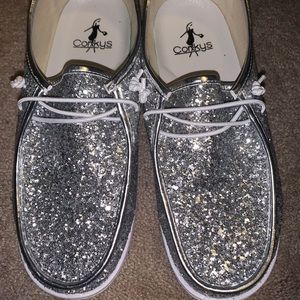 Corkys silver glitter shoes